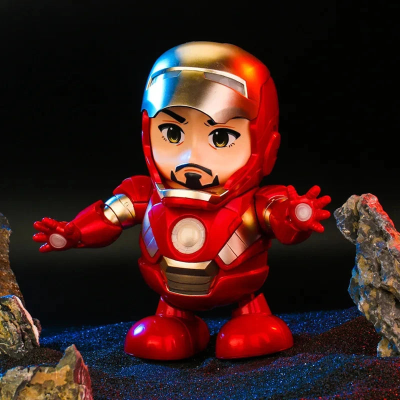 Marvel Iron Man Dance Action Figure – LED Light Singing Robot, Spiderman & Avengers Superhero Toy, Kid’s Christmas Gift