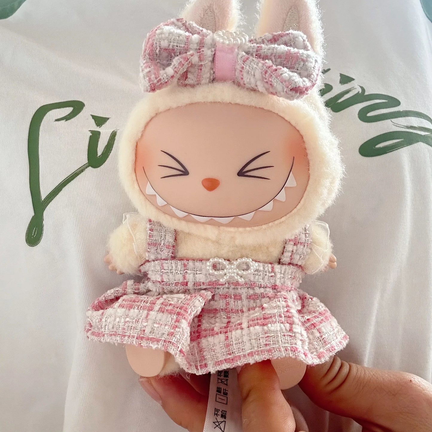 17cm Labubu Idol Dolls Clothes - Kpop EXO DIY Accessories, Cute Mini Plush FEAR Hoodie Se
