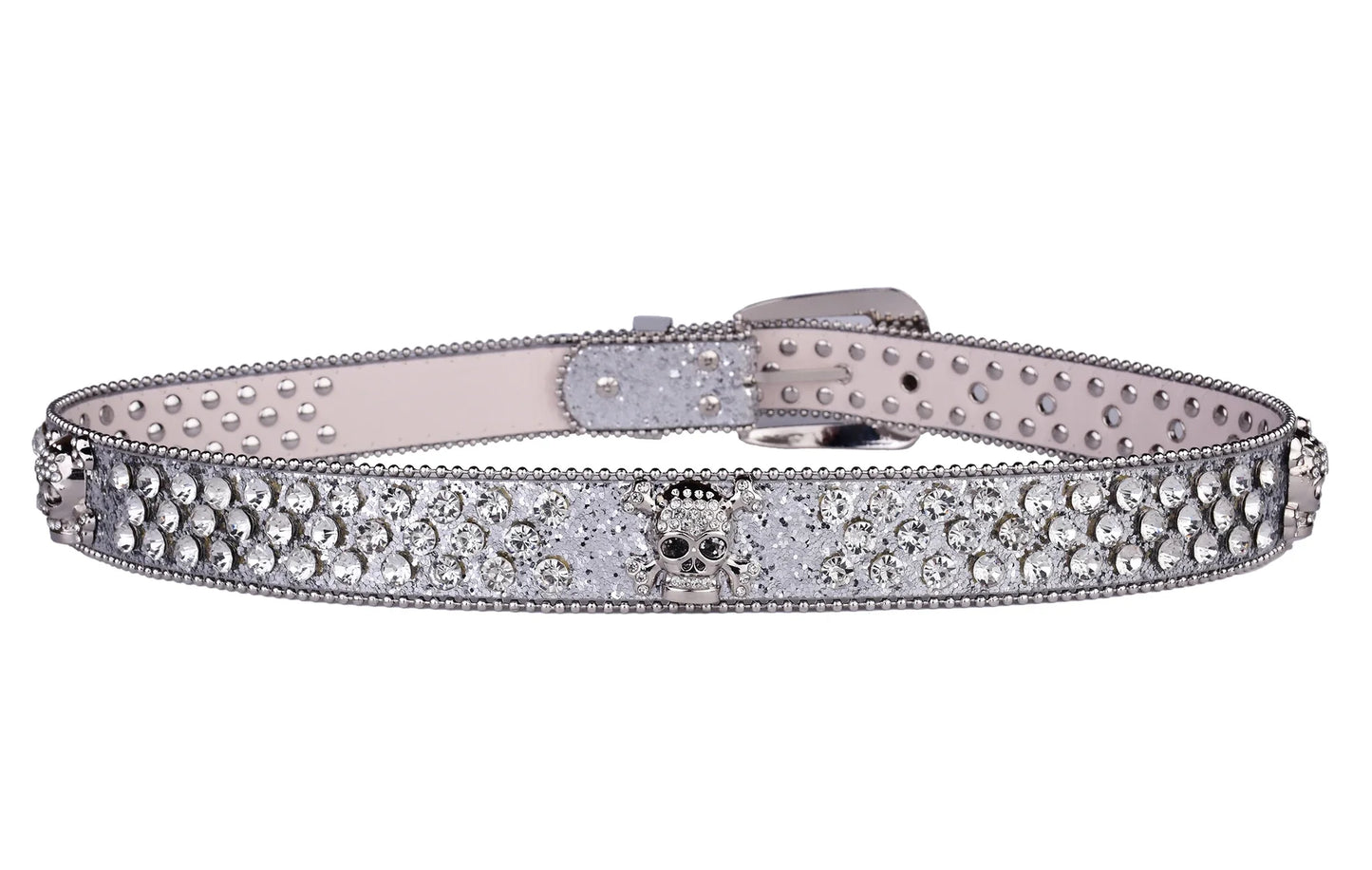 Rhinestone Skull Western Cowgirl Belt for Women & Girls – Studded PU Leather Country Style