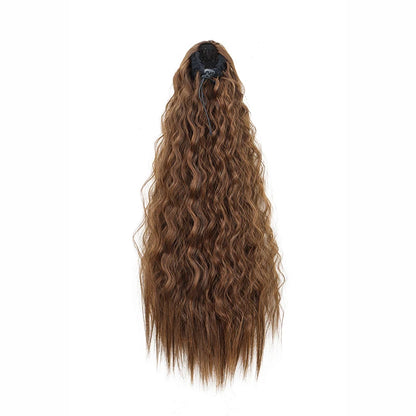 22-Inch Kinky Curly Ponytail Extension - Synthetic Drawstring Clip-In Hairpiece for Women