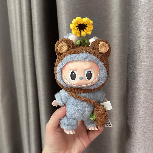 17cm Labubu Doll Clothes – Sunflower Red Flower Heartbeat Macaron Cute Outfit for Labubu Dolls