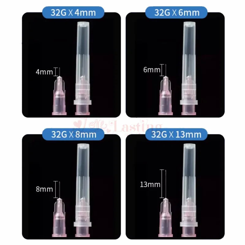 100pcs/Box 32G Disposable Needles – 4mm, 6mm, 8mm, 13mm Painless Irrigator Eyelid Tool Parts for Teeth Syringes