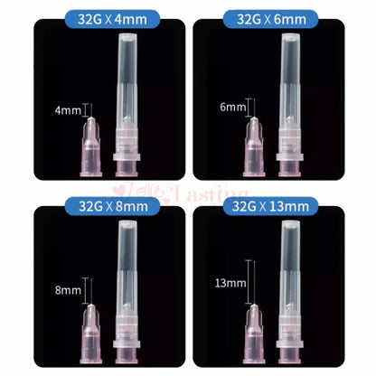 100pcs/Box 32G Disposable Needles – 4mm, 6mm, 8mm, 13mm Painless Irrigator Eyelid Tool Parts for Teeth Syringes