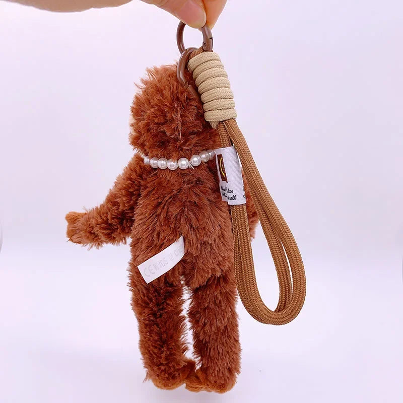 Cute Monkey Plush Pendant - Soft Stuffed Animal Backpack Keychain Bag Charm