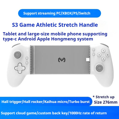 Memo S3 Gamepad Type-C Mobile Controller – Hall Effect Stretch Handle, Joystick for Android, PS Cloud Gaming, Customizable