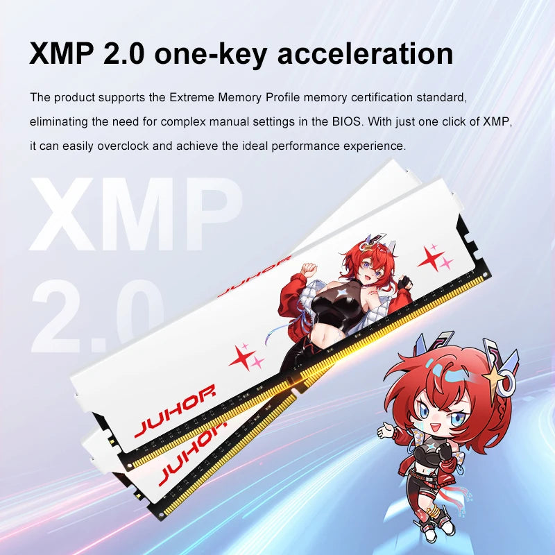 JUHOR DDR4 Gaming RAM – 8GB/16GB 3200MHz-3600MHz Desktop Memory Kit (8GX2/16GX2)