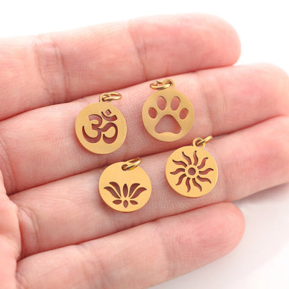 5PCS Animal Claw Charms Set – Stainless Steel Cat, Elephant, Hummingbird & Yoga DIY Pendants for Necklaces & Earrings