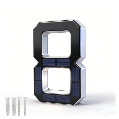 12CM Solar House Number Light - LED Outdoor Address Sign with Light Sensor for Home & Doorway