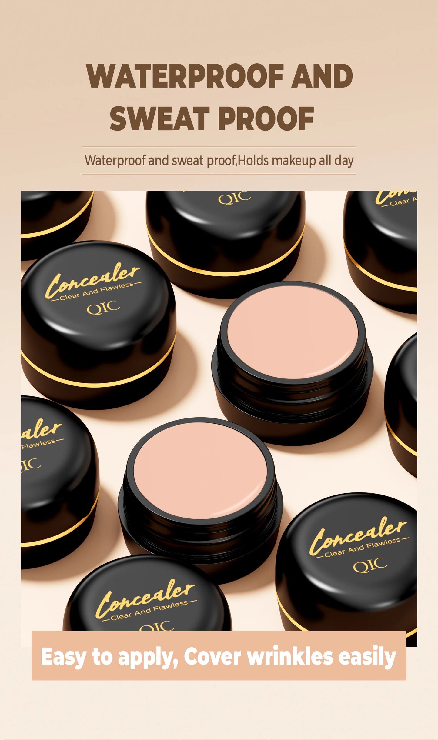 Waterproof Full-Coverage Concealer — Natural Finish Foundation for Tattoos, Scars, All Skin Tones & Types