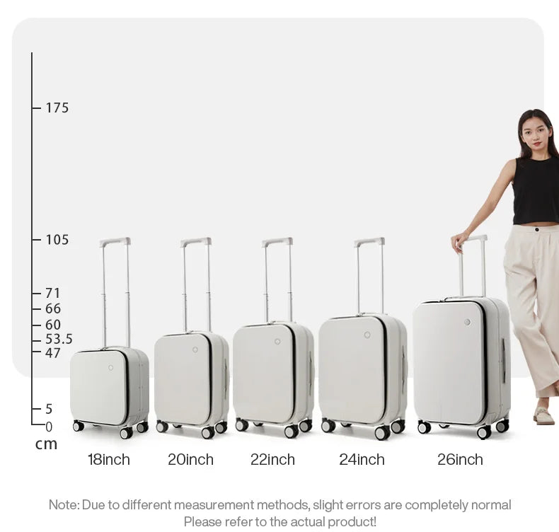 Mixi PC Aluminum Frame Suitcase — Front-Opening Rolling Travel Luggage, 20", 24" & 26" Carry-On M9291
