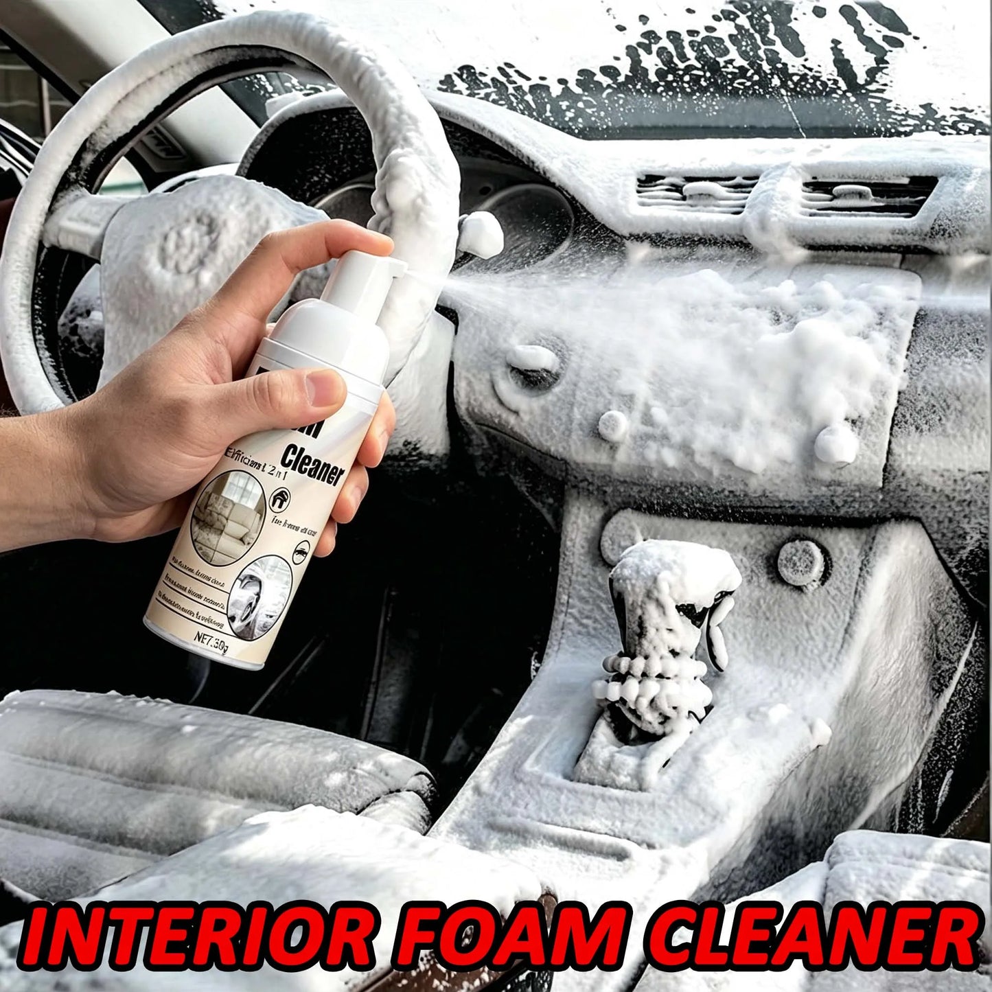 2-in-1 Foaming Car Seat Cleaner - Quick-Dry Fabric Stain Remover for Car Interior Seats