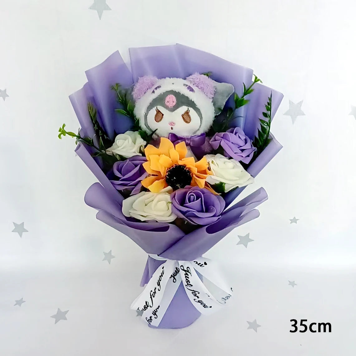 Sanrio Kuromi Plush Flower Bouquet — Soft Plush Doll Gift for Christmas, Valentine's Day, Birthday & Wedding Party