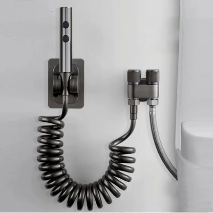 Stainless Steel Toilet Bidet Sprayer Set - Dual Button Handheld Rain Spray Faucet with Self-Cleaning Shower Head & Bathroom Hose Kit