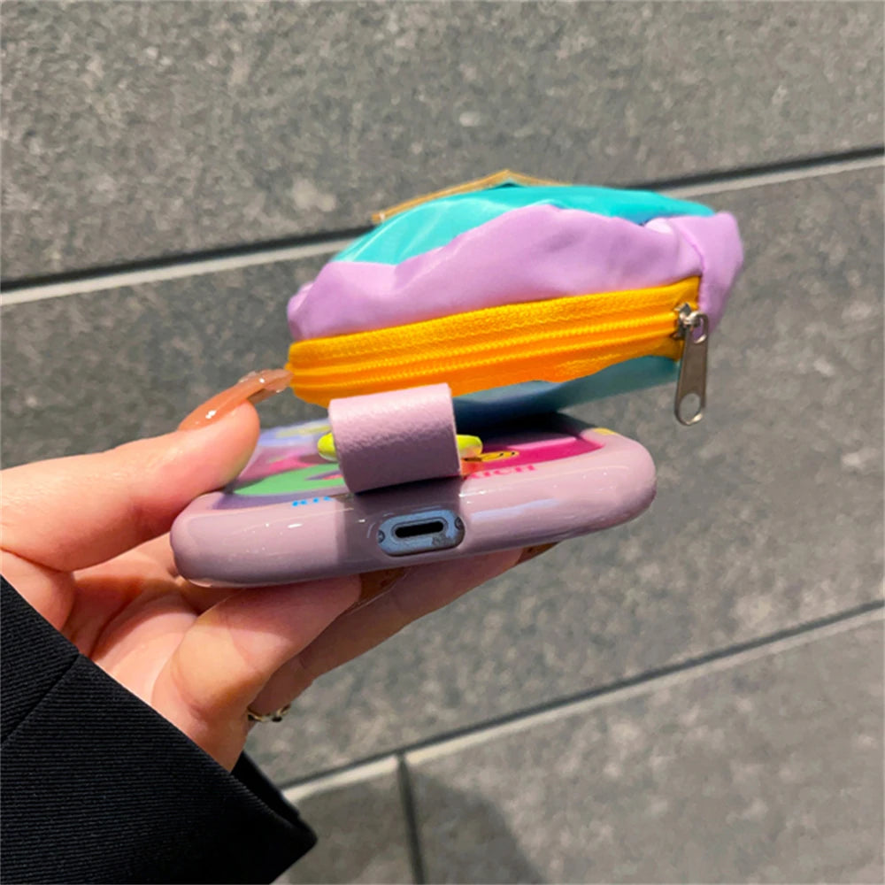 Cute Colorful Gradient Coin Purse Crossbody Lanyard Case: INS Soft Cover for iPhone 15/14/13/12/11 Series - Shockproof Protection for Pro Max, XS, XR, Plus