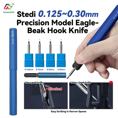 STEDI Precision Eagle-Beak Hook Knife 0.125–0.30mm – Model Trimming & Scribing Tool for Gundam, Carving & Detail Craft Work