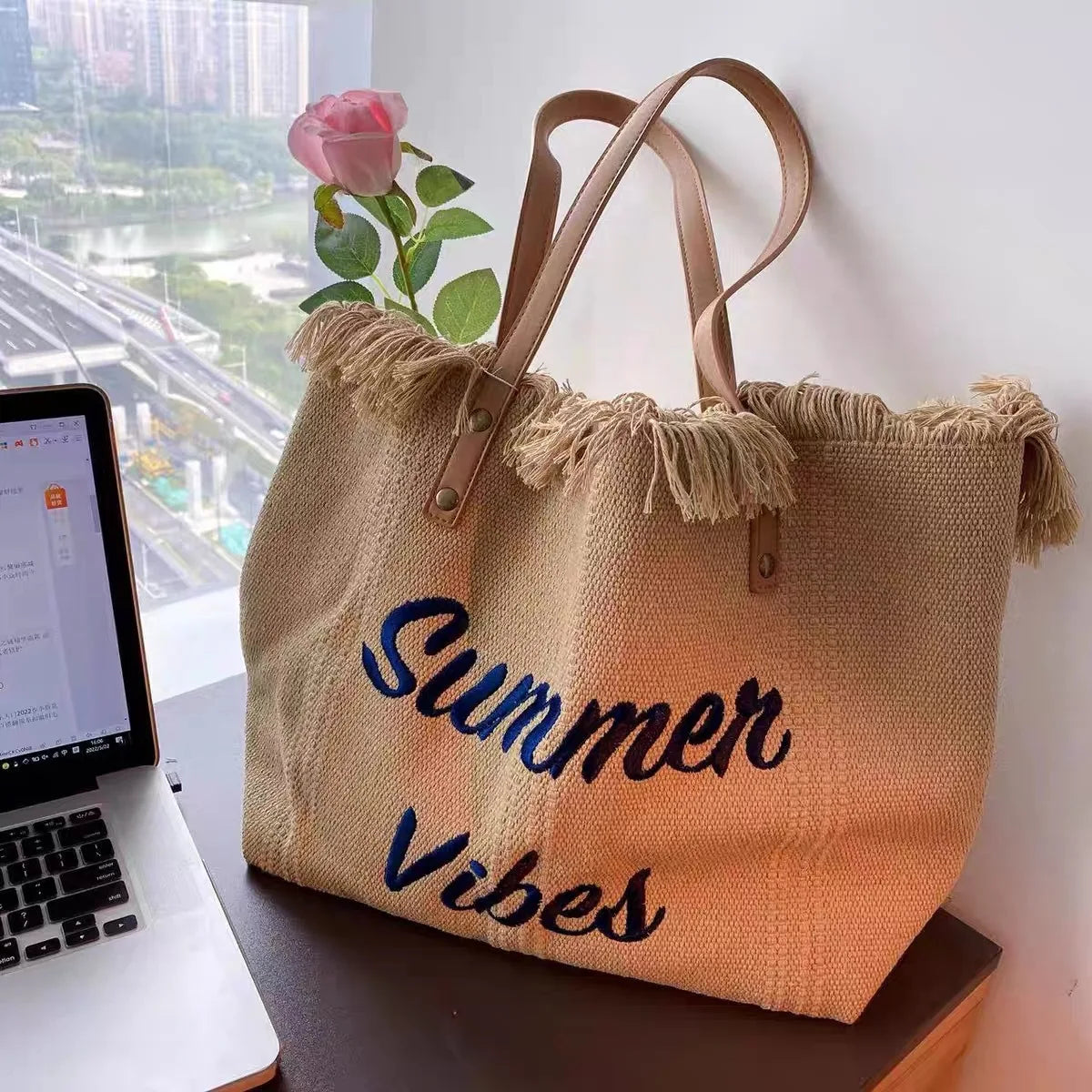 Women’s Large Canvas Tote Bag – Casual Shoulder & Handbag for Beach, Shopping, and Everyday Use