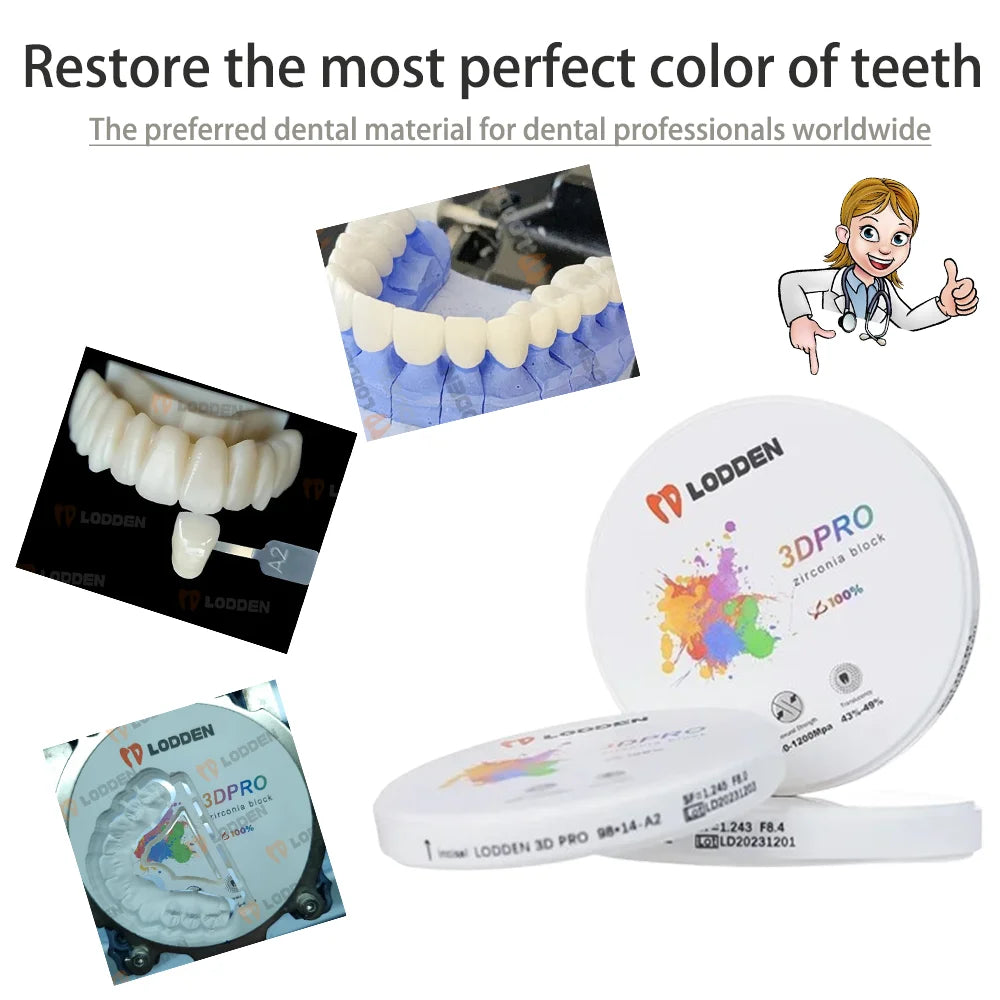 Dental Zirconia Block 3D PRO – Multilayer 98mm Disc for CAD/CAM, 16 Colors