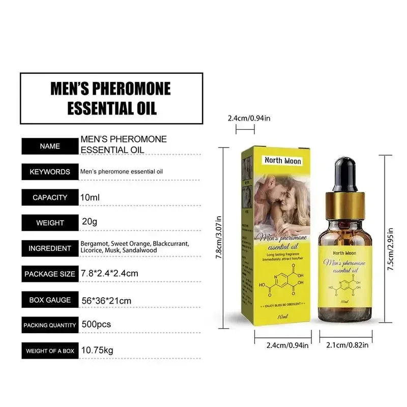 10ml Men's Pheromone Essential Oil – Long-Lasting Natural Body Essence Fragrance, Attracts Women