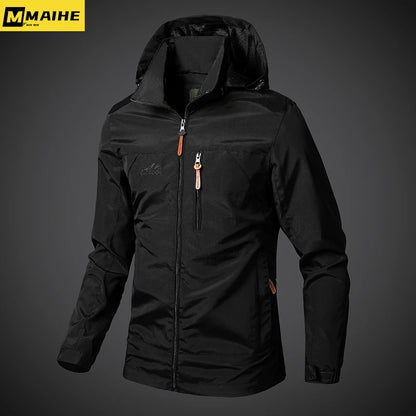 Men’s Waterproof Military Windbreaker Jacket - Hooded Autumn Outdoor Hiking, Biking & Casual Bomber Coat