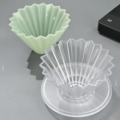 Handmade V-Shaped Resin Coffee Dripper Filter Cup, Origami Pour Over Brewer for 1–2 People Home Use Anti-Fall Coffee Brewing Tool