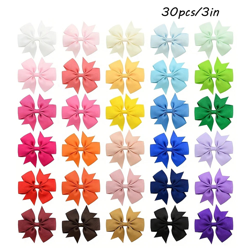20/40PCS Candy Color Bow Hair Clips - Cute Ribbon Hairpins for Baby Girls Kids Headwear Accessories Gift Set