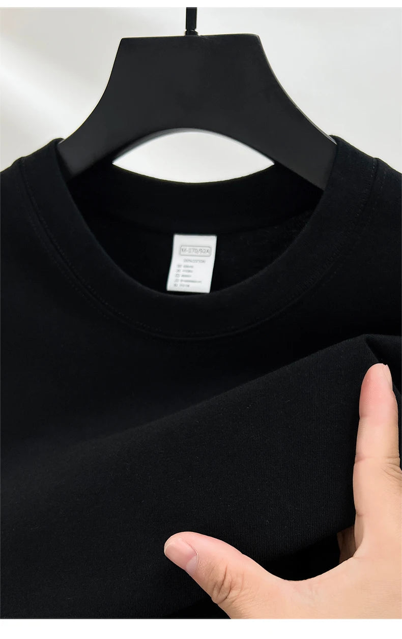 100% Pure Cotton Men’s Summer T-Shirt – High-End Short Sleeve Round Neck Breathable Fashion Top
