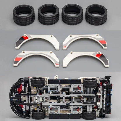 911RSR 1580PCS RC Racing Car Building Set – Technical Model with LED Lights, MOC Bricks Adult Toy Gift