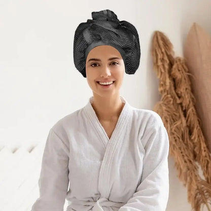 Adjustable Net Plopping Caps for Drying Curly Hair - Quick-Drying Hair Towel Hats for Shower, Bath Accessories