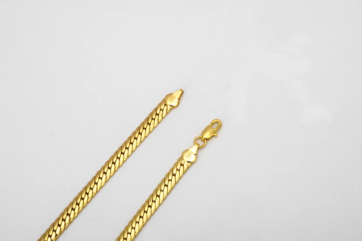 Sunny Jewelry Gold Plated Copper Snake Chain Necklace for Men & Women - Italy 750, High Quality for Daily Wear & Gifts