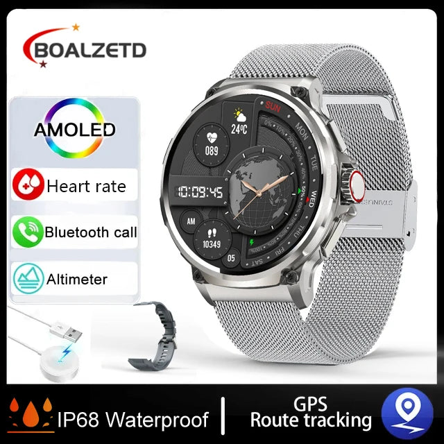 New 710mAh Bluetooth Smartwatch for Men – 1.85" HD Screen, Heart Monitor, Waterproof Fitness Watch for Android & iOS