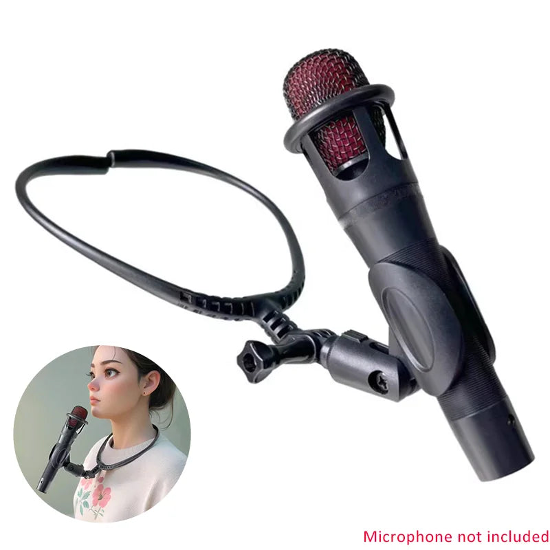 Adjustable Neck-Mounted Microphone Holder Stand – Hands-Free Brace Mic Bracket for Stage & Live Performance