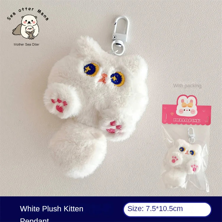 Cute Cartoon Cat Plush Keychain - Soft Stuffed Doll Pendant for Backpack Decoration and Student Gifts