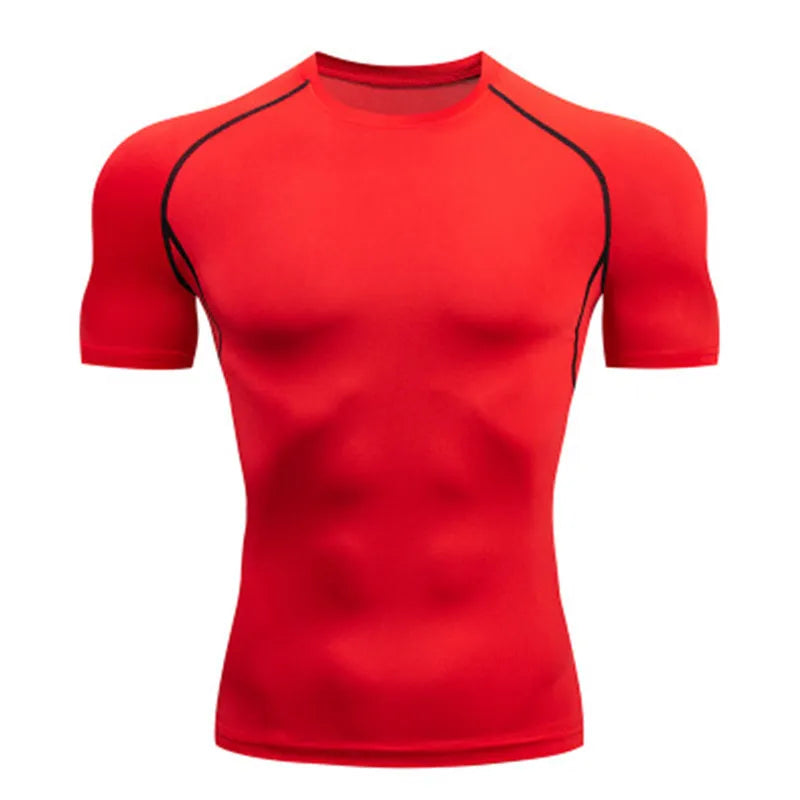 Men's Compression Running Shirt - Quick Dry Short Sleeve Fitness & Gym Training Top