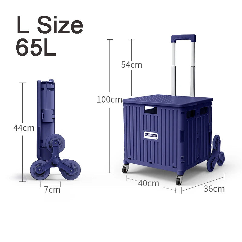 45/65L Folding Shopping Cart Trolley – Portable Home Cart with 2/4/8 Wheels