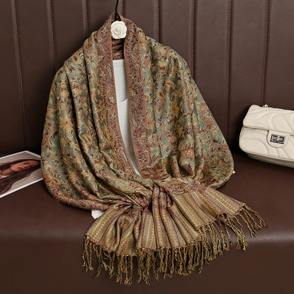 Luxury Autumn Cashmere Pashmina Shawl – Warm Winter Scarves for Women, Printed Cotton Foulard Stole Scarf 2023