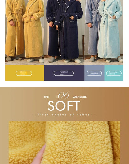2025 Autumn Winter Cotton Robe – Thick Comfortable Large-Size Bathrobe for Men & Women, Luxury Couple Pajamas
