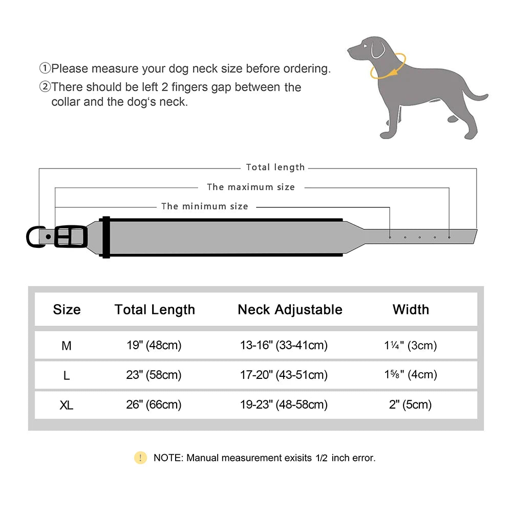 Wide Personalized PU Leather Dog Collar – Custom Tag Soft Pet Collar for Small, Medium & Large Dogs, Pitbulls & Bulldogs