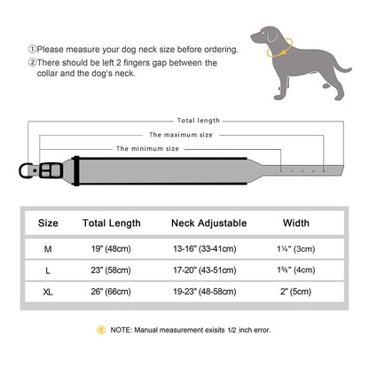 Wide Personalized PU Leather Dog Collar – Custom Tag Soft Pet Collar for Small, Medium & Large Dogs, Pitbulls & Bulldogs