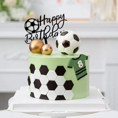 Soccer Cake Topper (Boy) – Football Party Decorations & Happy Birthday Cake Picks for Kids