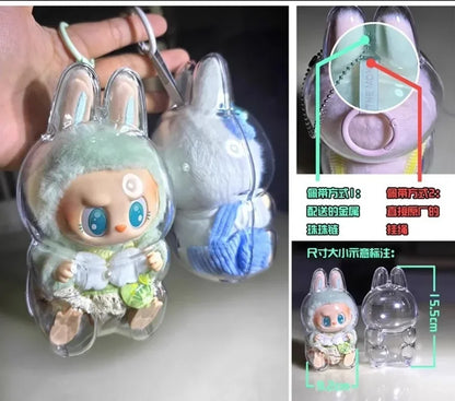 Transparent Protective Display Cover for Labubu Elf Plush Dolls – Cute Storage Box for Party Toys