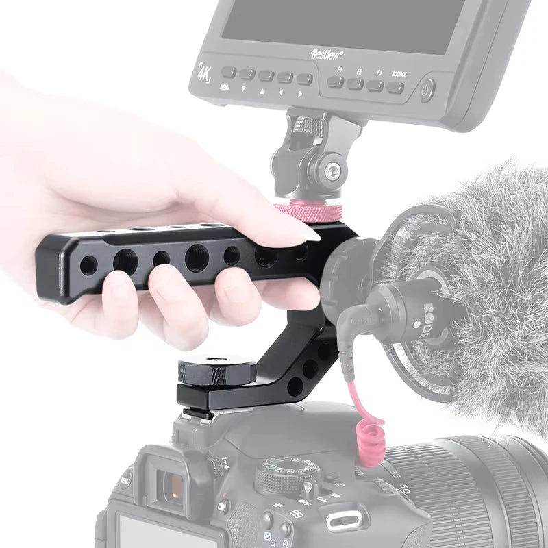 Top Handle Grip for DSLR & Mirrorless Camera – Handheld Stabilizer with Cold Shoe Mount Compatible with SmallRig Camera Rig Accessories