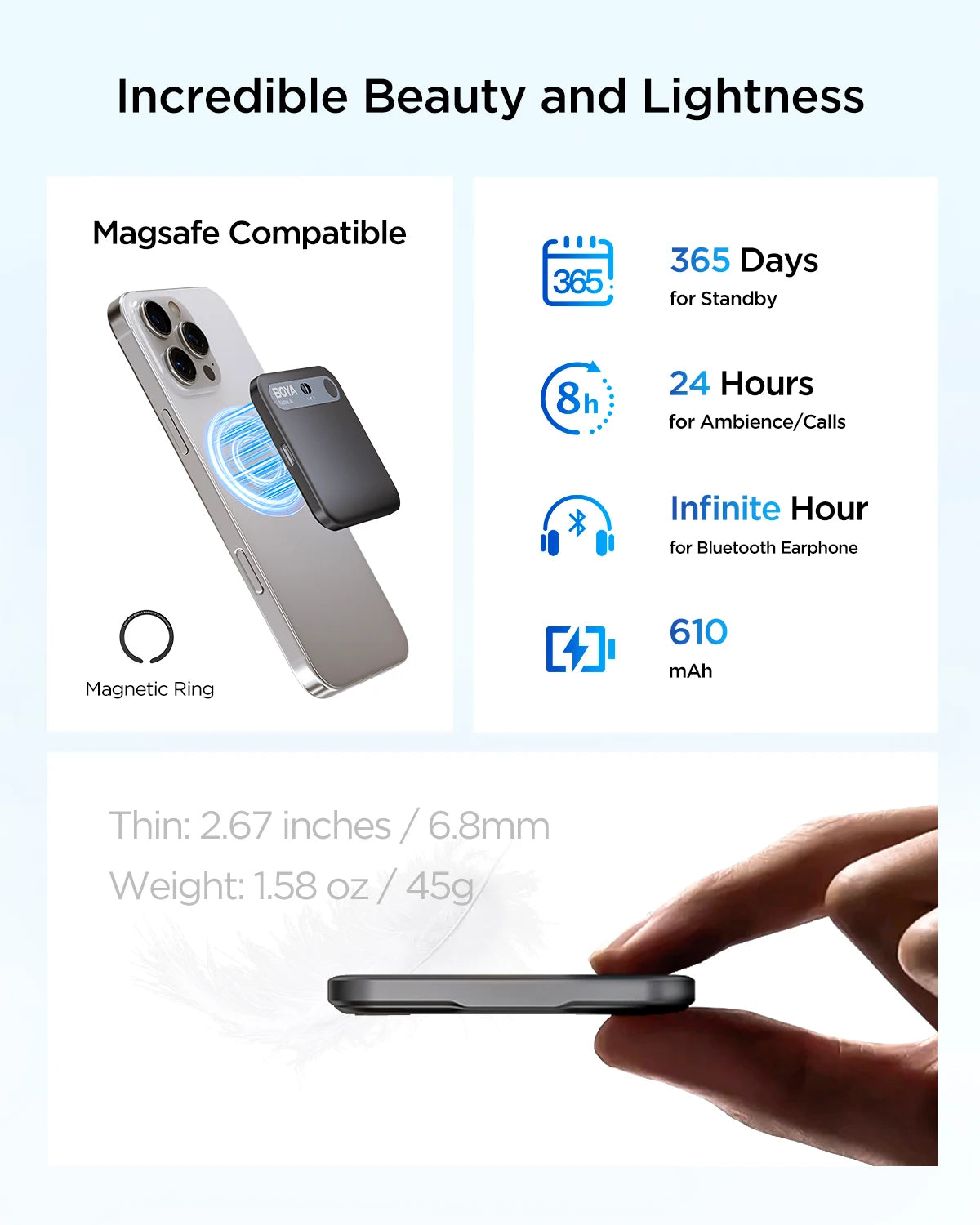 BOYA Notra AI Voice Recorder – Smart Portable Dictaphone with AI Noise Reduction, Voice Activated Recording for Meetings, Lectures & Business Use