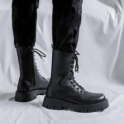 Luxury Brand Men's High Top Boots – Designer Leather Casual, Business & Outdoor Work Boots for Men