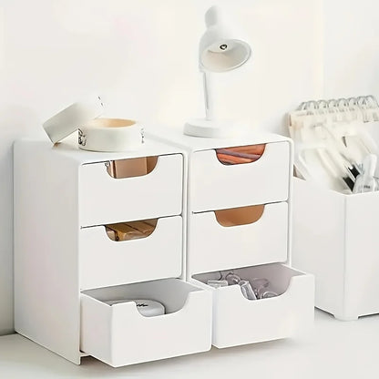 3-Tier Desk Organizer with Drawers – Portable Storage Box for Office Supplies, Jewelry & Cosmetics with Divider Compartments