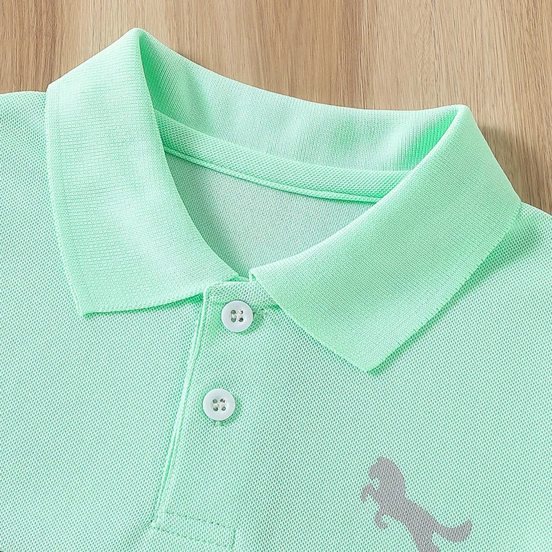 Boys' Striped Polo T-Shirt - Casual Short-Sleeve Lapel Top for Kids