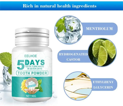 5 Day Teeth Whitening Powder – Removes Plaque & Stains, Deep Cleaning, Fresh Breath & Oral Hygiene Care