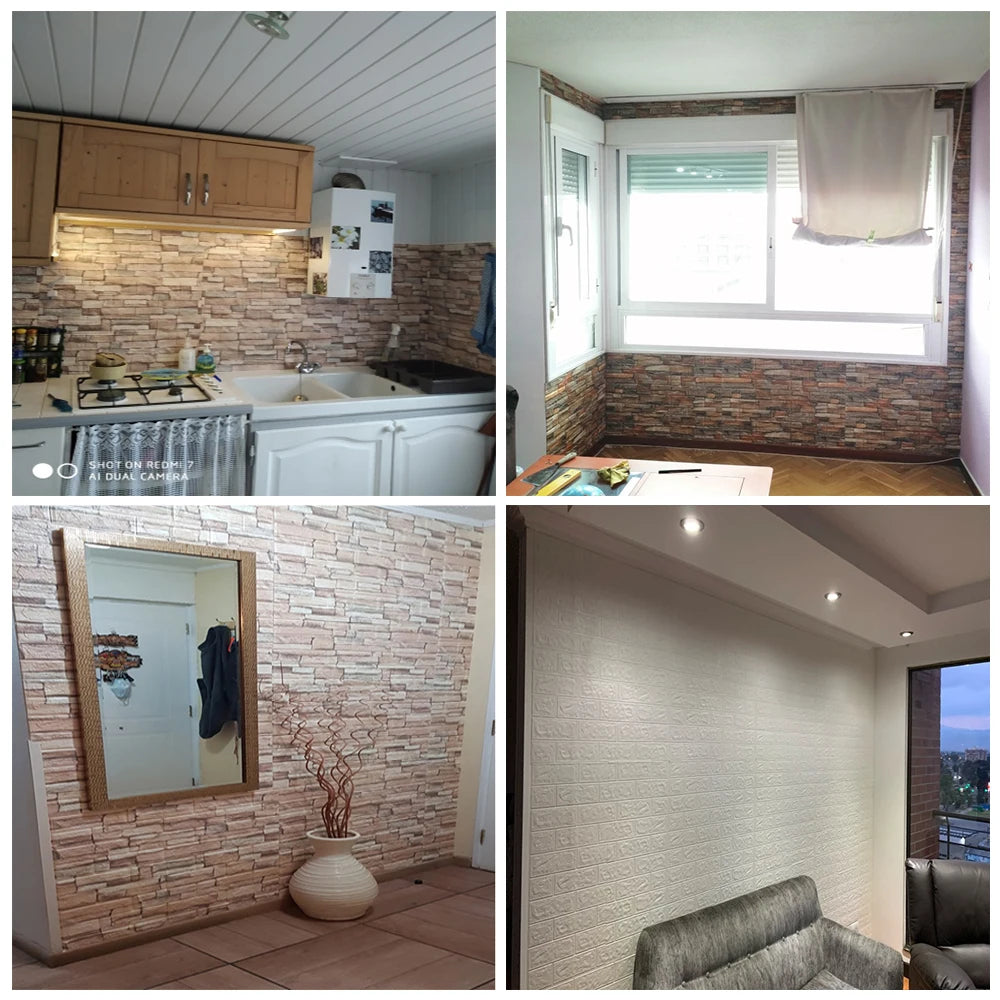 10/20pcs 3D Wall Stickers - Self-Adhesive Foam Panels for Room Decor - Waterproof Peel and Stick Wallpaper for Interior Decoration