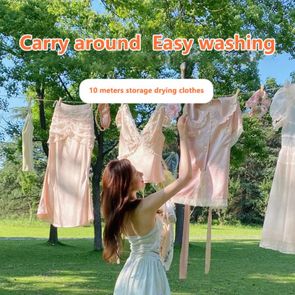 10M Retractable Clothesline — Portable Outdoor Travel & Windproof Laundry Drying Rack for Camping & Home