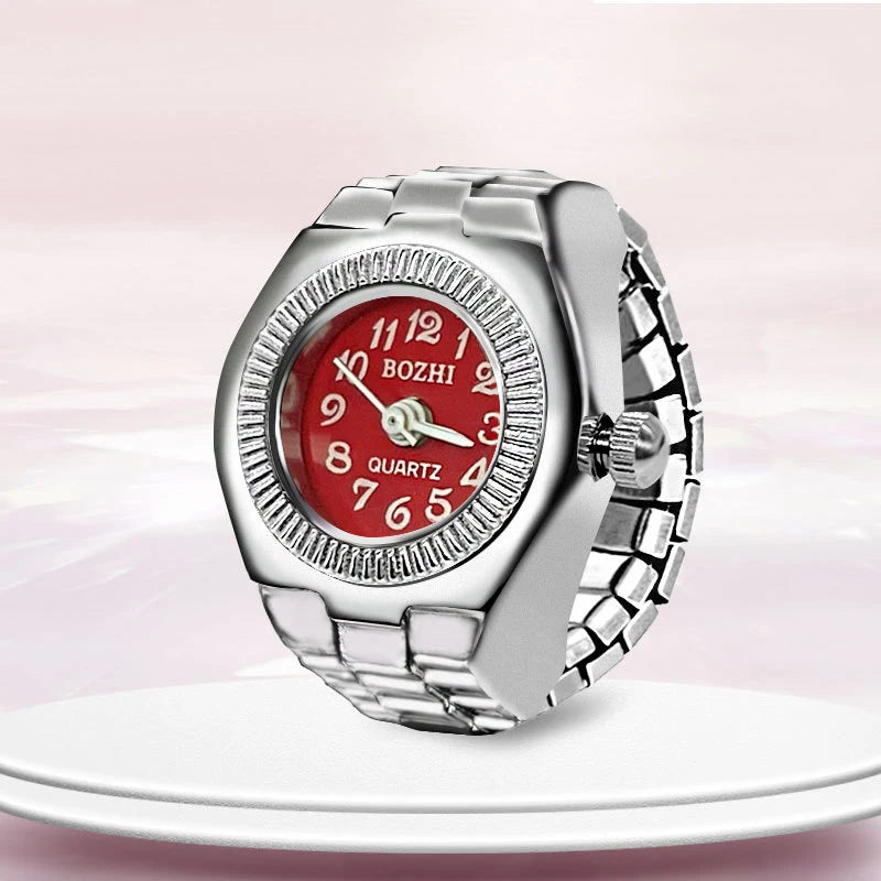 Kiss Jewelry Digital Quartz Finger Watch Ring – Mini Elastic Punk Style Clock Ring for Women, Men & Couple Teens Accessory