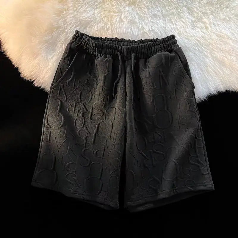 Men's Waffle Casual Shorts - Loose Wide-Leg Running, Beach & Cargo Shorts with Drawstring Waist